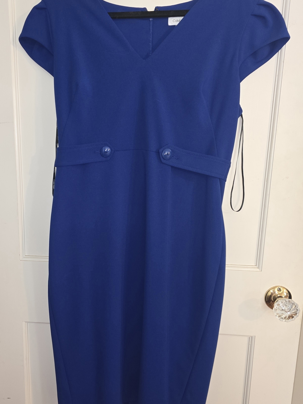 Calvin Klein Royal Blue Cap-Sleeve Sheath Dress